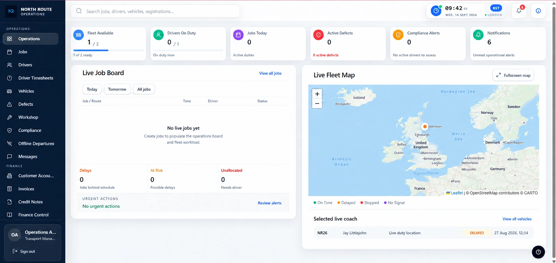 North Route Operations dashboard